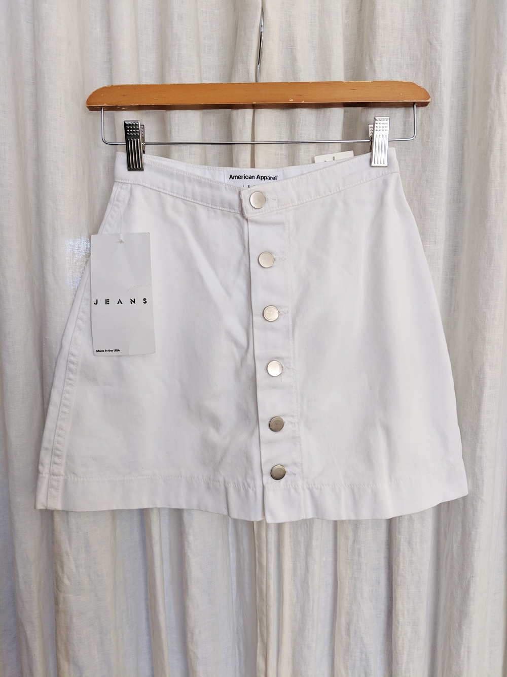 New American Apparel White Button-Down A-Line Mini Skirt